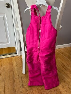Kids Fuchsia Snow Bib Pants - Bright Pink Cold-Weather Overalls